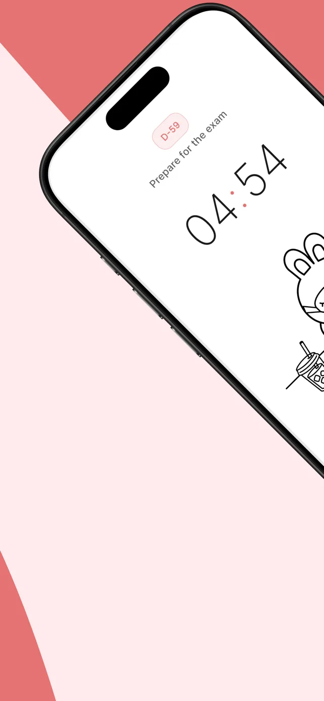 Break screen — the rabbit naps while the break timer counts down